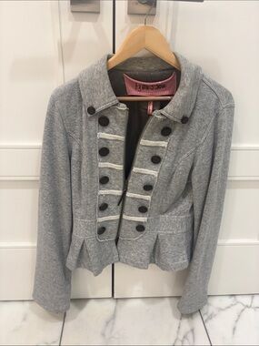 Anthropologie Light Gray Military Peplum Jacket